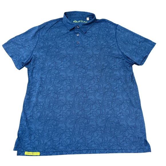 Robert Graham Other - Robert Graham Mens 2XL Blue Floral‎ Hibiscus Jacquard Polo Shirt Classic Fit